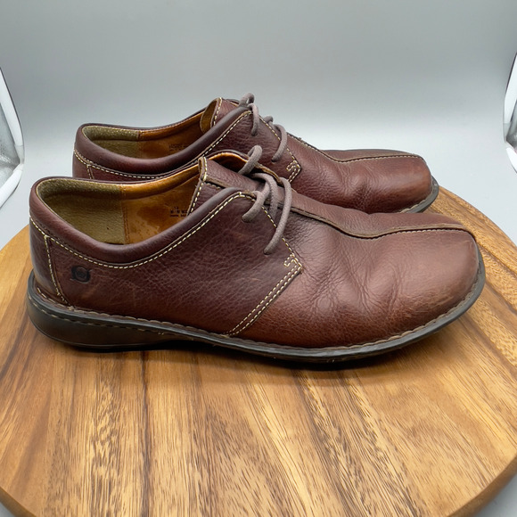 VTG Born Oxfords Mens 12 M Brown Leather Casual Comfort Walking Split Toe Shoes - Picture 1 of 9